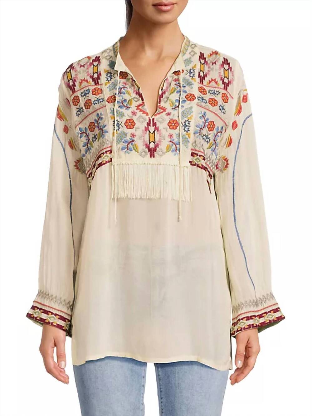 NEW JOHNNY WAS karen coriander tunic in cream